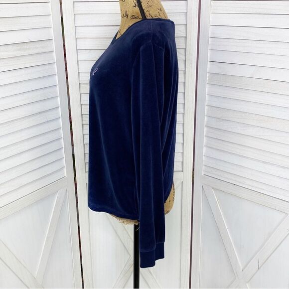 Victoria’s Secret Velour Crossover Split Back Pullover Sweatshirt Blue Medium - Picture 3 of 13